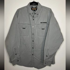 Vintage HARLEY DAVIDSON Motorcycles Long Sleeve Grey  American Legend Skull Lg